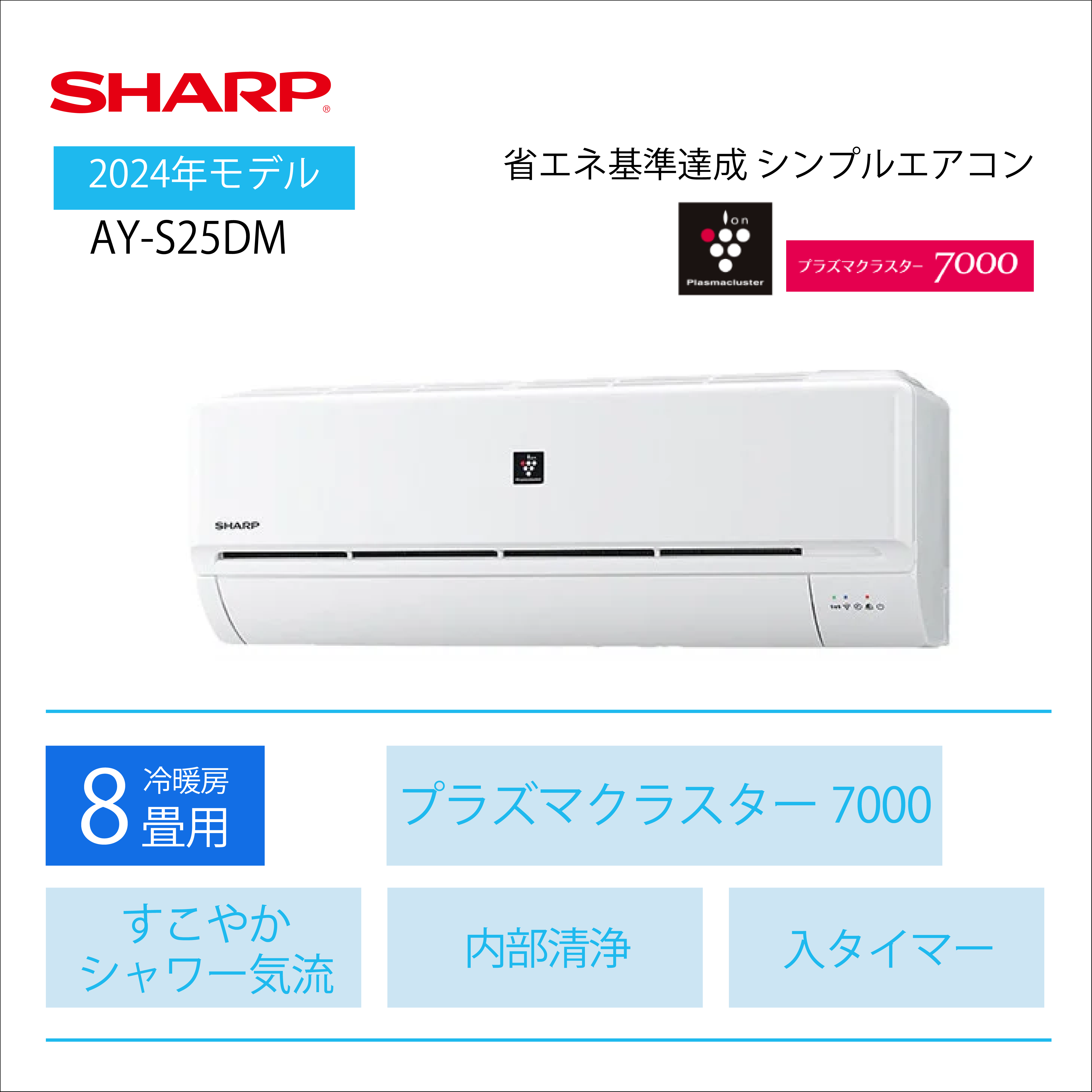 【エアコン購入のみ】<br>シャープ ルームエアコン DMシリーズ <br>8畳用2024年モデル <br>AY-S25DM